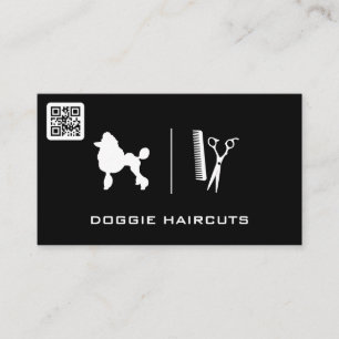 Pudel Logotyp Grooming QR-skanningskod Visitkort