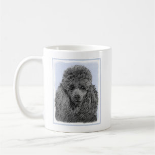 Pudel-målning Miniatyrleksak Svart Originalkonst Kaffemugg