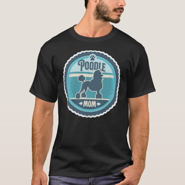 Pudel Mamma Distress Standard Pudel Silhouette D T Shirt (Framsida)