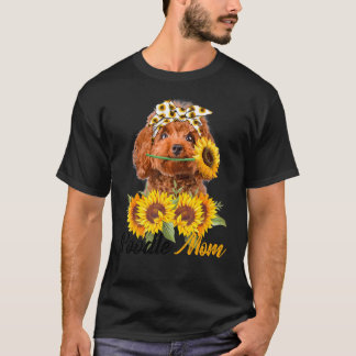 Pudel Mamma Solrosblomma Sommaren Hund Mamma Kvinn T Shirt
