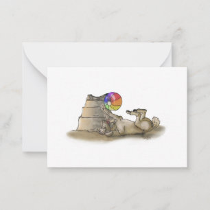 Pudel med Beach Boll och Sand Castle Note Card Anteckningskort