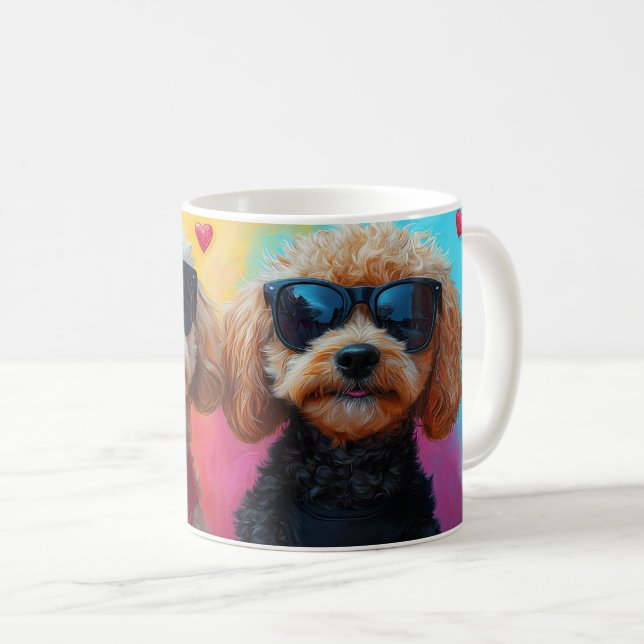 Pudel med hjärtrusor Alla hjärtans dag Kaffemugg (Framsida höger)