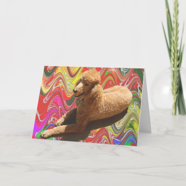 PUDEL MED JULGODISFÄRGER HELGKORT (Framsida)