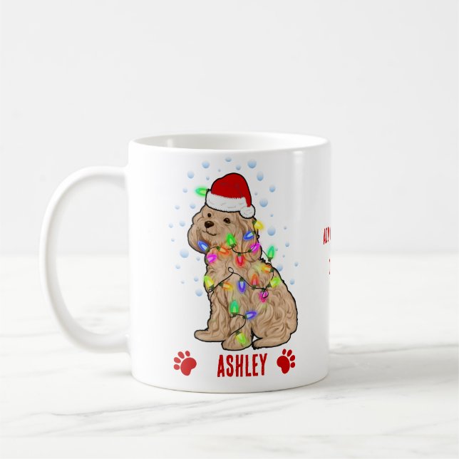 Pudel med julljus Hund Kaffemugg (Vänster)