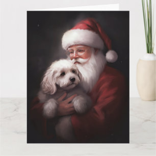 Pudel med Jultomten julafton Kort