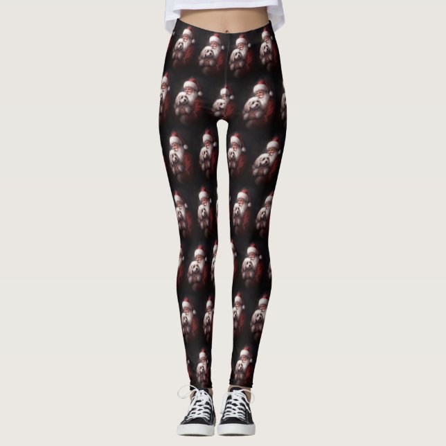 Pudel med Jultomten julafton Leggings (Framsida)