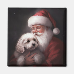 Pudel med Jultomten julafton Magnet