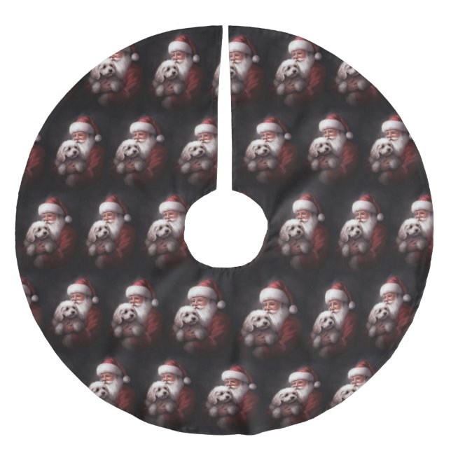 Pudel med tomte festlig jul julgransmatta borstad polyester (Framsidan)