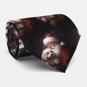 Pudel med tomte festlig jul slips