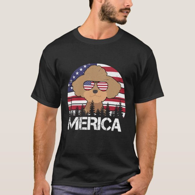 Pudel Merica 4:e juli Hund tröja Funny (Framsida)