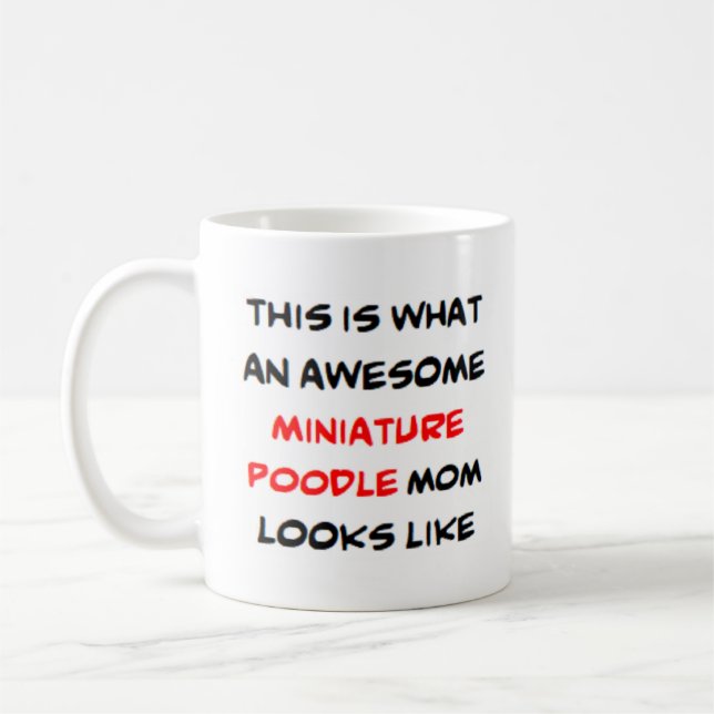 pudel, miniatyr, mamma, fantastisk kaffemugg (Vänster)