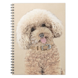 Pudel Ministern Leksak Apricot Cream Brown Hund Ar Anteckningsbok