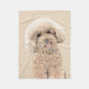 Pudel Ministern Leksak Apricot Cream Brown Hund Ar Fleecefilt