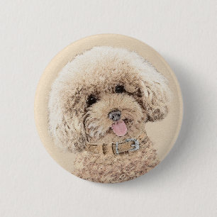 Pudel Ministern Leksak Apricot Cream Brown Hund Ar Knapp