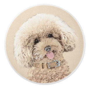 Pudel Ministern Leksak Apricot Cream Brown Hund Ar Knopp