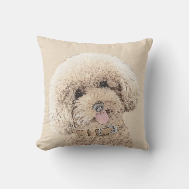 Pudel Ministern Leksak Apricot Cream Brown Hund Ar Kudde (Framsida)