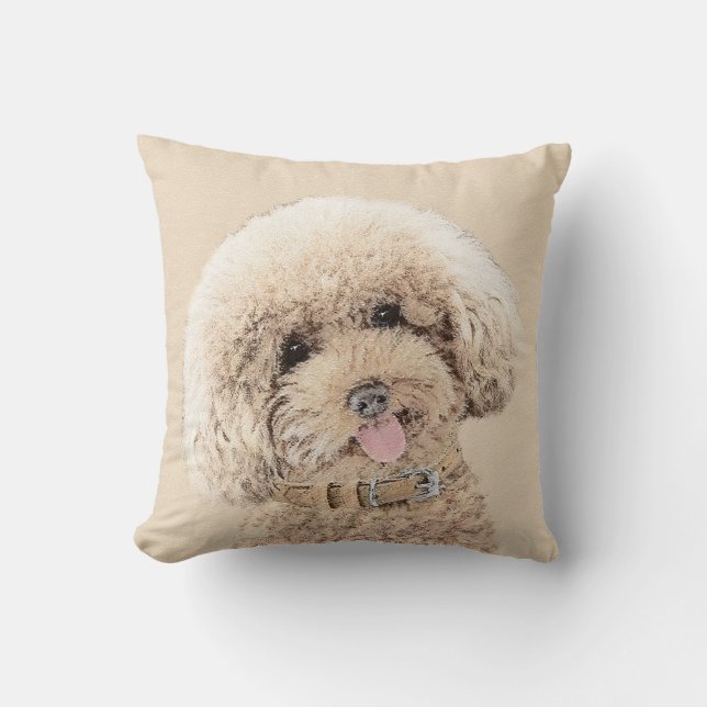 Pudel Ministern Leksak Apricot Cream Brown Hund Ar Kudde (Framsida)