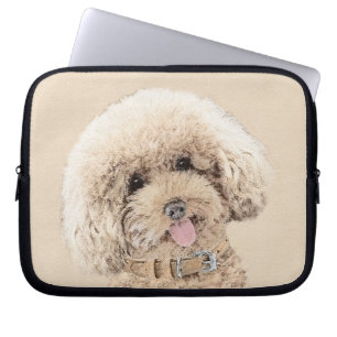 Pudel Ministern Leksak Apricot Cream Brown Hund Ar Laptop Fodral