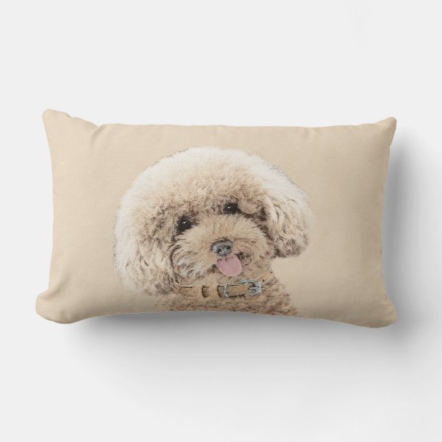 Pudel Ministern Leksak Apricot Cream Brown Hund Ar Lumbarkudde (Framsida)