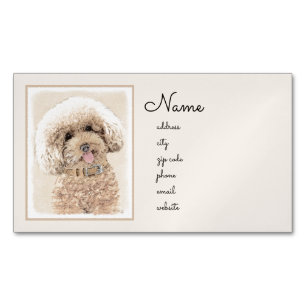 Pudel Ministern Leksak Apricot Cream Brown Hund Ar Magnetiska Visitkort