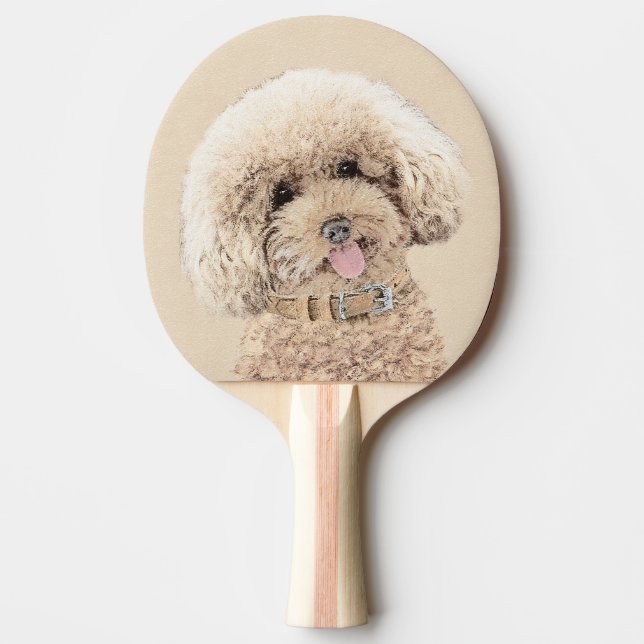 Pudel Ministern Leksak Apricot Cream Brown Hund Ar Pingisracket (Framsidan)