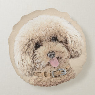 Pudel Ministern Leksak Apricot Cream Brown Hund Ar Rund Kudde