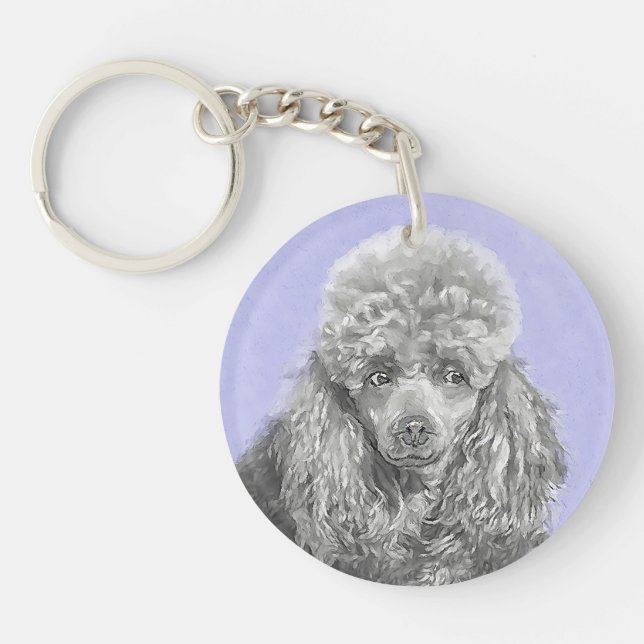 Pudel Ministratyr Leksak Silver Grått Blue Hund Ar (Framsidan)