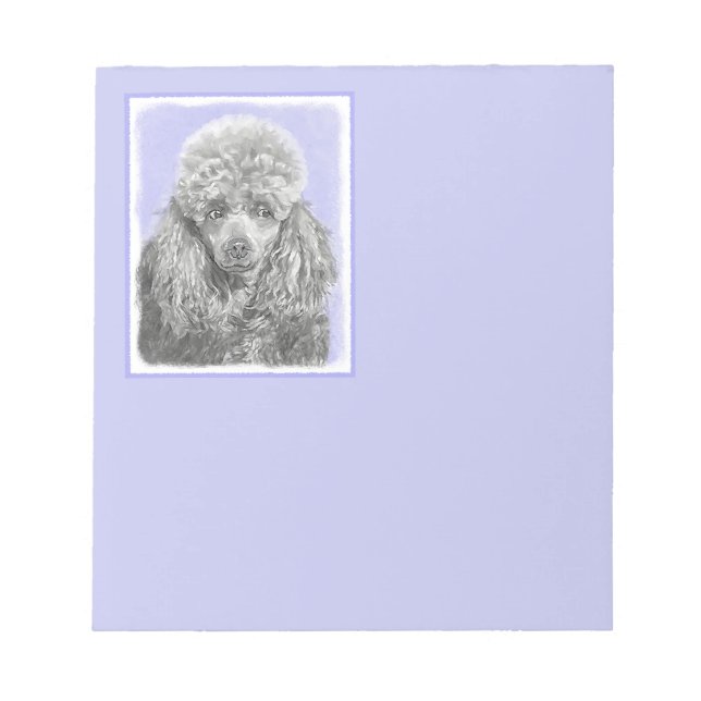 Pudel Ministratyr Leksak Silver Grått Blue Hund Ar Anteckningsblock (Framsida)