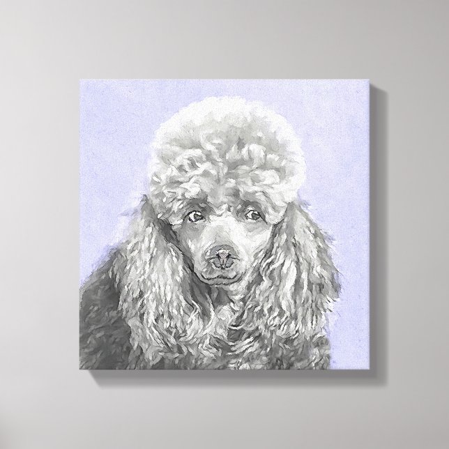 Pudel Ministratyr Leksak Silver Grått Blue Hund Ar Canvastryck (Framsida)