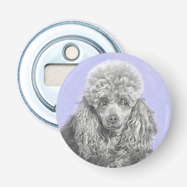 Pudel Ministratyr Leksak Silver Grått Blue Hund Ar Flasköppnare (Framsidan)