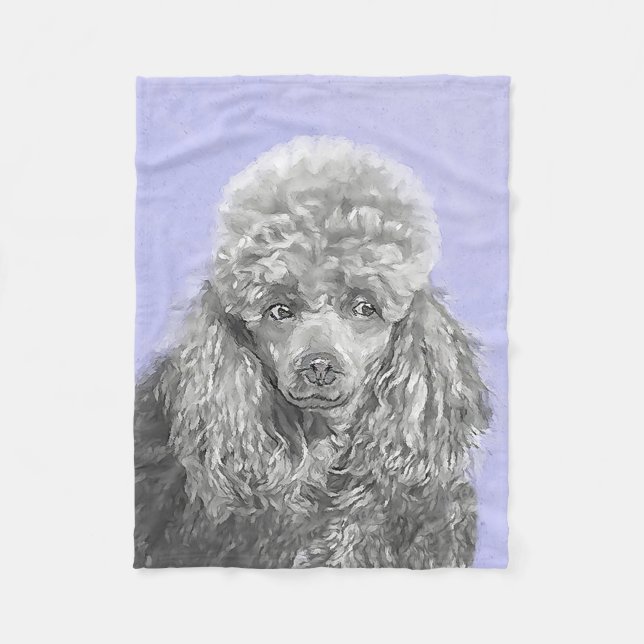 Pudel Ministratyr Leksak Silver Grått Blue Hund Ar Fleecefilt (Framsidan)