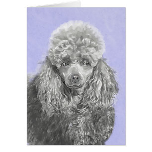 Pudel Ministratyr Leksak Silver Grått Blue Hund Ar Hälsningskort