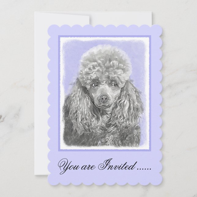 Pudel Ministratyr Leksak Silver Grått Blue Hund Ar Inbjudningar (Framsida)