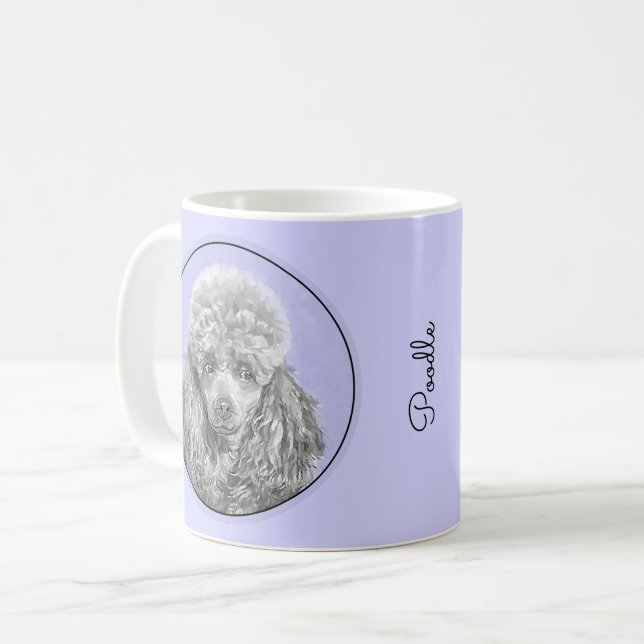 Pudel Ministratyr Leksak Silver Grått Blue Hund Ar Kaffemugg (Framsida vänster)