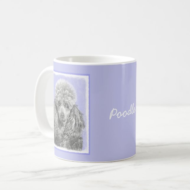 Pudel Ministratyr Leksak Silver Grått Blue Hund Ar Kaffemugg (Framsida vänster)