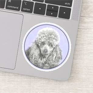 Pudel Ministratyr Leksak Silver Grått Blue Hund Ar Klistermärken