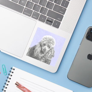 Pudel Ministratyr Leksak Silver Grått Blue Hund Ar Klistermärken