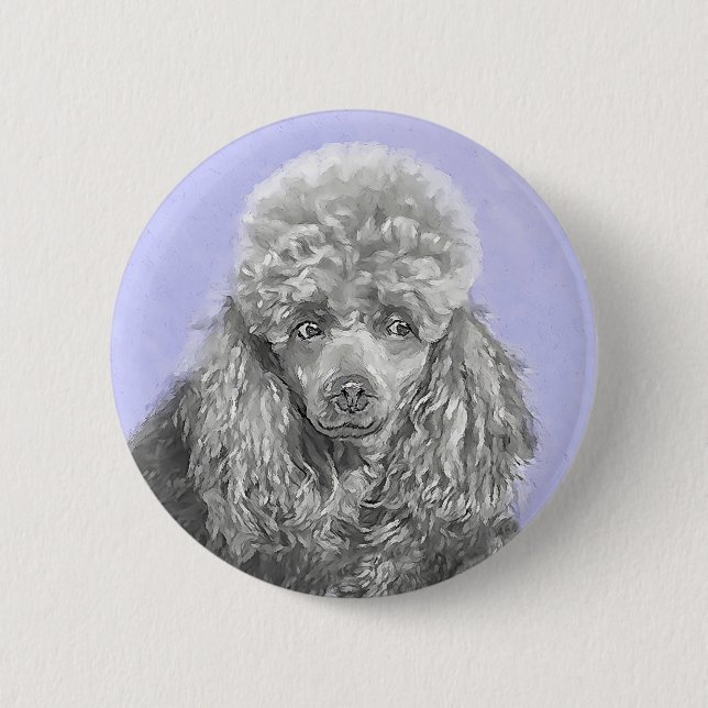 Pudel Ministratyr Leksak Silver Grått Blue Hund Ar Knapp (Framsida)
