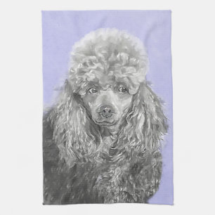 Pudel Ministratyr Leksak Silver Grått Blue Hund Ar Kökshandduk