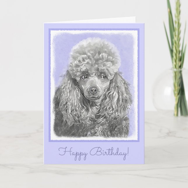 Pudel Ministratyr Leksak Silver Grått Blue Hund Ar Kort (Framsida)