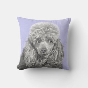 Pudel Ministratyr Leksak Silver Grått Blue Hund Ar Kudde
