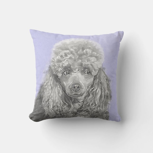 Pudel Ministratyr Leksak Silver Grått Blue Hund Ar Kudde (Framsida)
