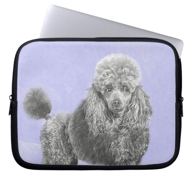 Pudel Ministratyr Leksak Silver Grått Blue Hund Ar Laptop Fodral (Framsidan)