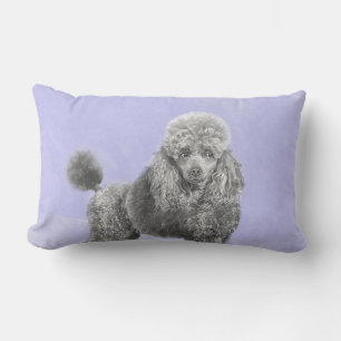 Pudel Ministratyr Leksak Silver Grått Blue Hund Ar Lumbarkudde