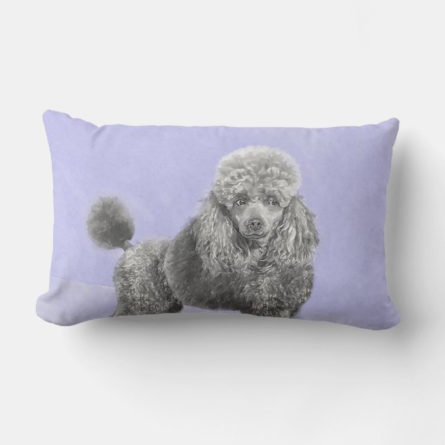 Pudel Ministratyr Leksak Silver Grått Blue Hund Ar Lumbarkudde (Framsida)