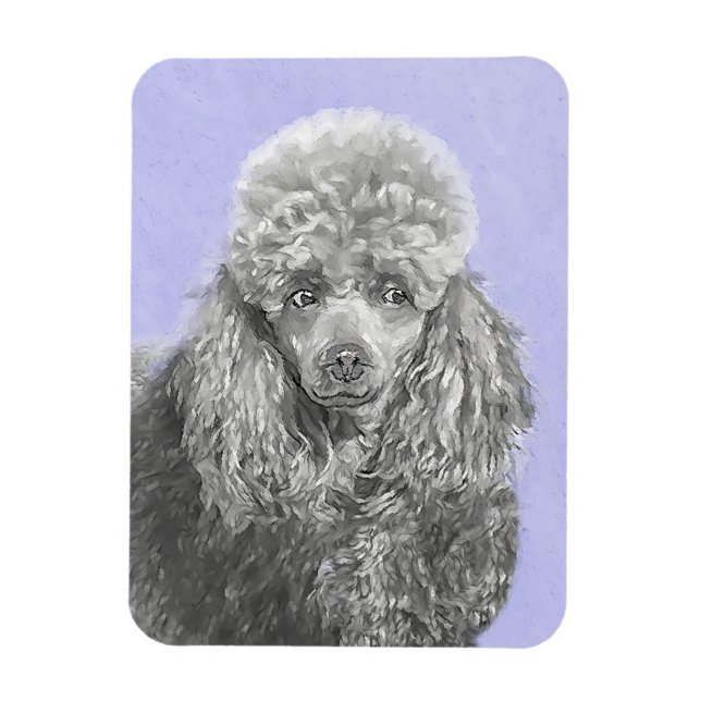 Pudel Ministratyr Leksak Silver Grått Blue Hund Ar Magnet (Vertikal)