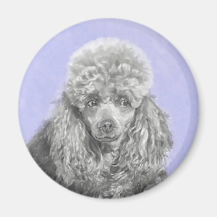 Pudel Ministratyr Leksak Silver Grått Blue Hund Ar Magnet