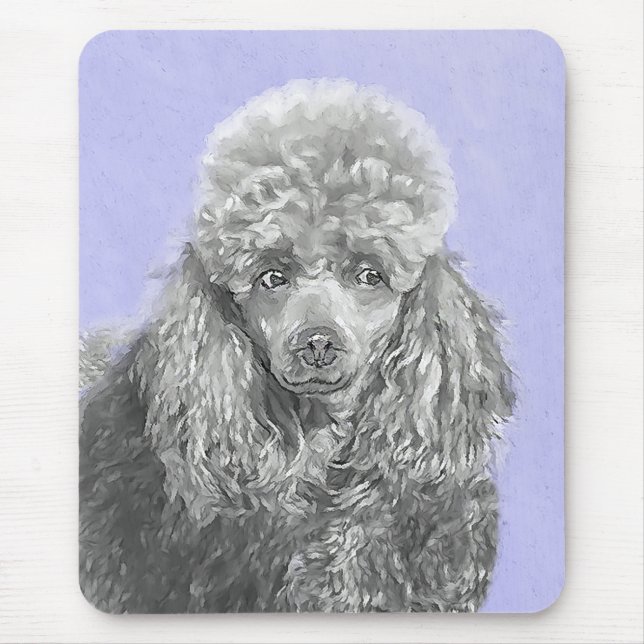 Pudel Ministratyr Leksak Silver Grått Blue Hund Ar Musmatta (Framsidan)