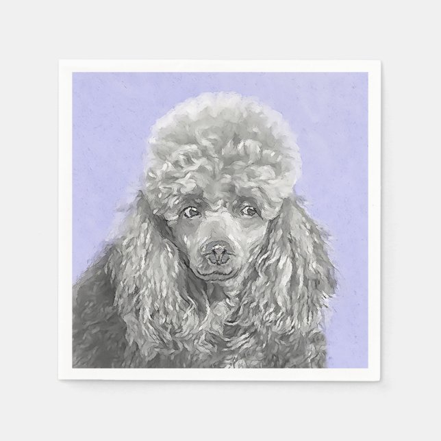 Pudel Ministratyr Leksak Silver Grått Blue Hund Ar Pappersservett (Framsidan)