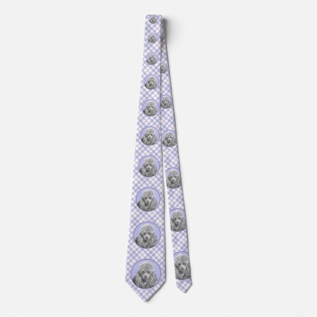 Pudel Ministratyr Leksak Silver Grått Blue Hund Ar Slips (Framsida)
